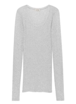 American Vintage MASSACHUSETTS - Katoenen T-shirt Met Ronde Hals En Lange Mouw | Grijs