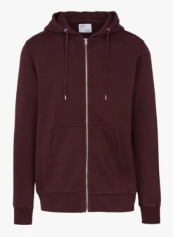 Colorful Standard Slim-fit Sweater Van Biologisch Katoen Met Capuchon En Rits | Rood