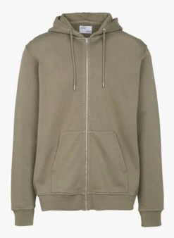 Colorful Standard Slim-fit Sweater Van Biologisch Katoen Met Capuchon En Rits | Groen