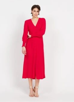 Whistles Ilana - Lange Jurk Met V-hals | Roze