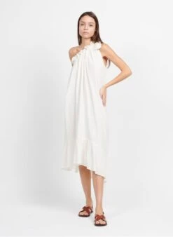 Petite Mendigote MONA - Halflange Asymmetrische, Katoenen Rok | Wit