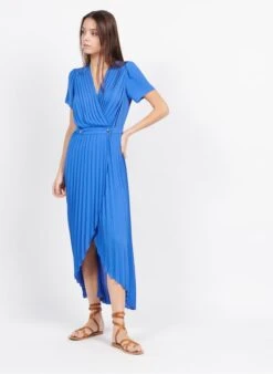 Lange Wikkeljurk Met Plooi | Blauw