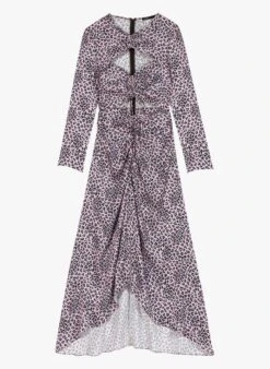 Maje RAVE - Lange, Satijnachtige Jurk Met Opengewerkte Details | Roze