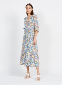 Suncoo CLAIRE - Lange Overslagjurk Van Viscose | Blauw