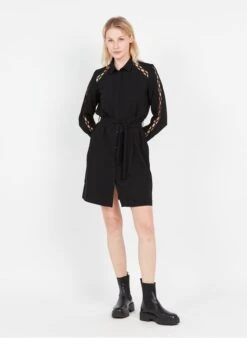 Ikks Korte, Rechte Jurk Met Ceintuur | Zwart