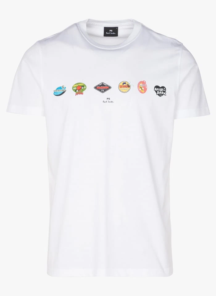 PAUL SMITH Katoenen T-shirt Met Ronde Hals En Zeefdruk | Wit