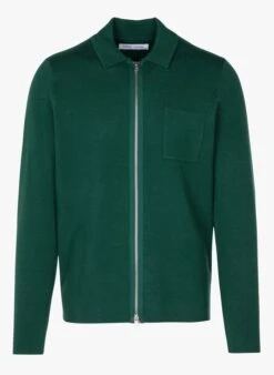 Samsoe Samsoe GUNA - Regular-fit, Gebreid Vest Met Klassieke Kraag Materiaalblend | Groen