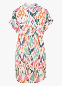 PALACA COTMAKAS - Korte, Katoenen Strandjurk Met Print | Wit