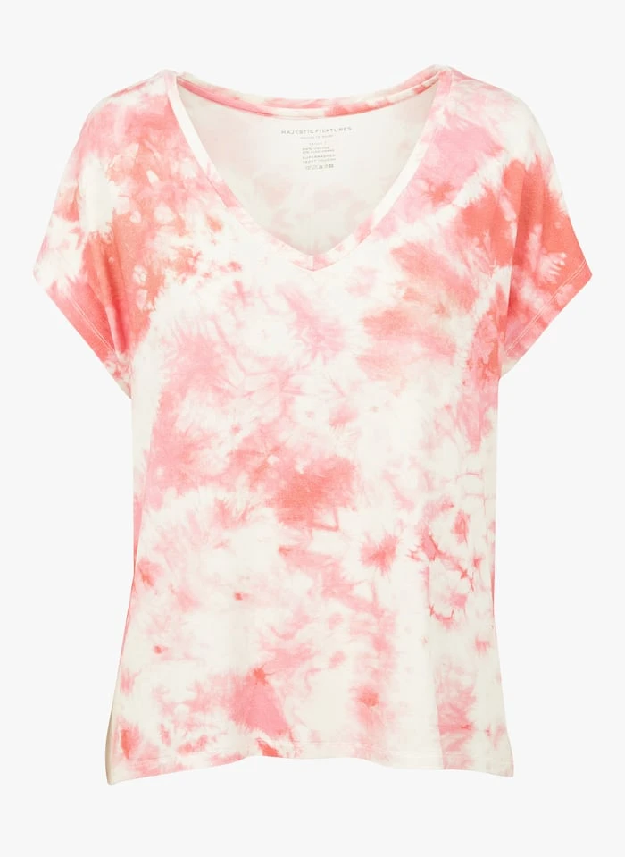 T-shirt Met V-hals En Print | Roze - Image 3