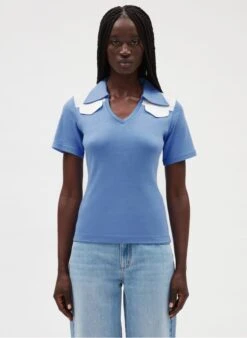 CLAUDIE PIERLOT TAVI - Polo Met Korte Mouw | Blauw
