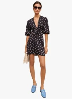 Maje RUISSO - Korte Jurk Met Strik | Zwart