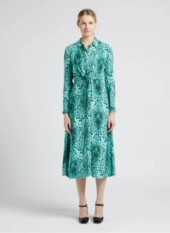 Whistles BRUSHED LEOPARD - Halflange Jurk Van Viscose Met Print | Groen