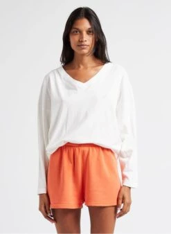 American Vintage AKSUN - Katoenen T-shirt Met V-hals | Wit