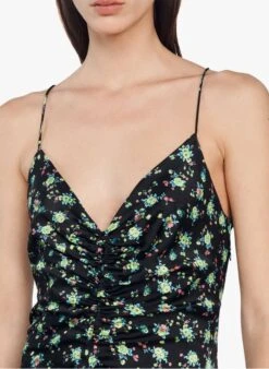 Sandro PAOLA - Lange Jurk Met Bloemenprint | Zwart