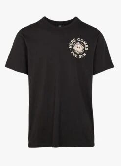 Thinking Mu HAPPY SUN - Regular-fit, Katoenen T-shirt Met Ronde Hals En Print | Zwart