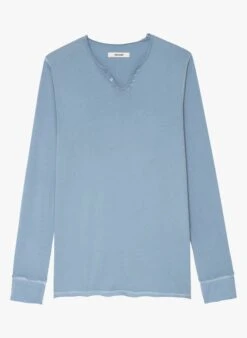 Zadig & Voltaire MONASTIR - Katoenen T-shirt Met Tuniekhals | Blauw