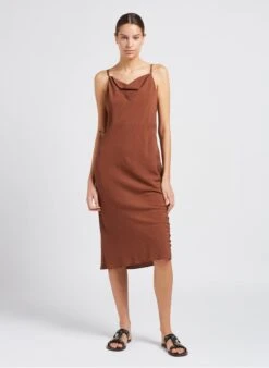 Samsoe Samsoe FREDERICKA - Korte Jurk Met Watervalhals | Bruin