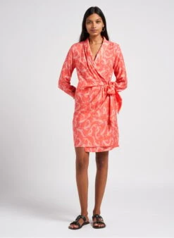 Object OBJRIO - Jurk Van Viscose Met Overslag En Print | Veelkleurig