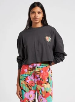 Billabong BEACH BOYFRIEND - Katoenen T-shirt Met Lange Mouw En Print | Zwart