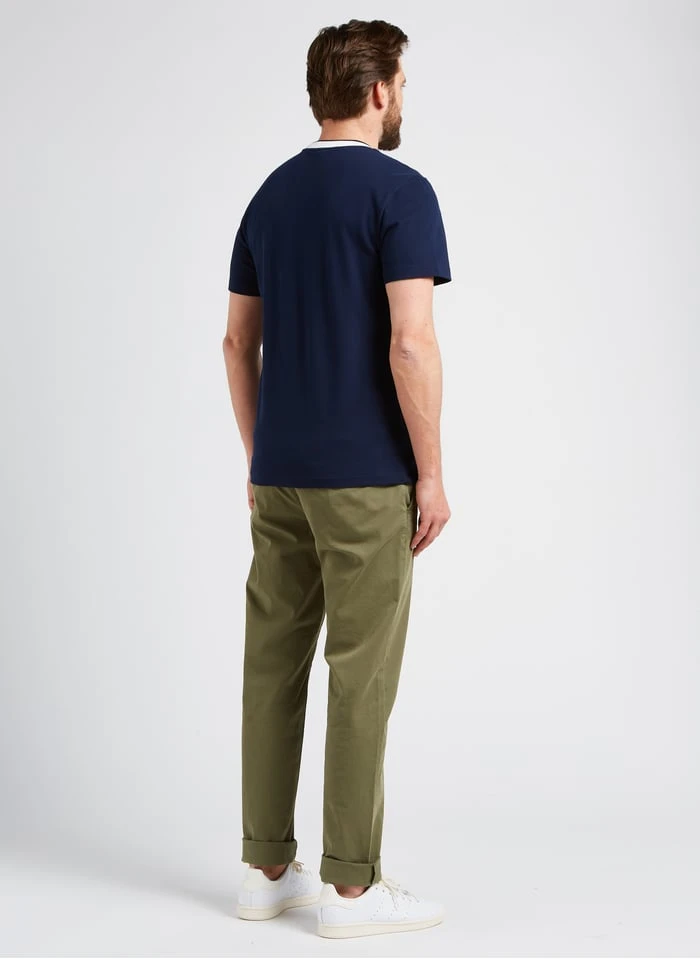 Lacoste T-shirt Van Katoenmix Met Contrasterende Ronde Kraag | Blauw - Image 4