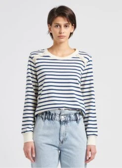 Armor-Lux Gestreept, Katoenen T-shirt Met Ronde Hals | Beige