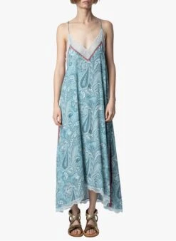 Zadig & Voltaire RISTY - Lange Jurk Van Viscose Met Print | Blauw