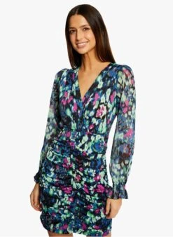 MORGAN RAZUR - Korte Jurk Met Abstract Motief | Blauw