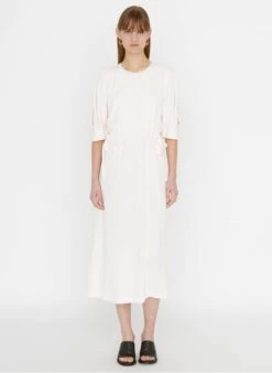 ZAPA ROTEM - Lange, Uitlopende Jurk Met Ronde Hals | Beige