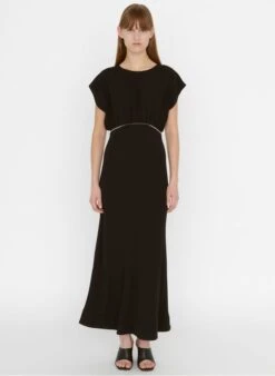 ZAPA RAHUL - Lange, Uitlopende Jurk Met Sieraaddetails | Zwart