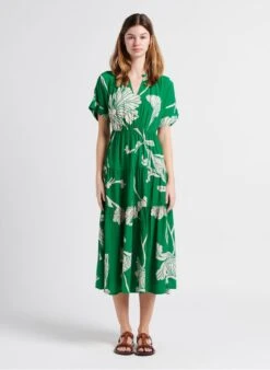 MOTTA - Halflange Jurk Van Viscose Met Bloemenprint | Groen