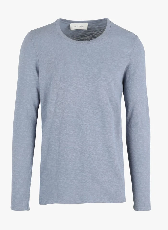 American Vintage BYSAPICK - Regular-fit, Katoenen T-shirt Met Ronde Hals | Blauw