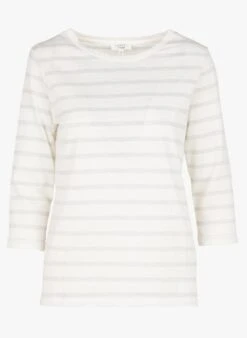 Caroll CLOTILDE - Gestreept T-shirt Van Katoenmix Met Ronde Hals | Zilver
