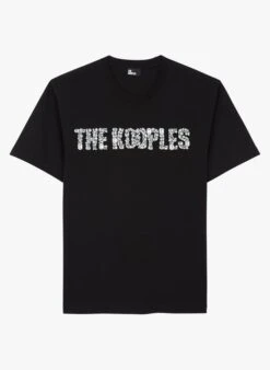 THE KOOPLES Katoenen T-shirt Met Ronde Hals En Logo Van Stras | Zwart
