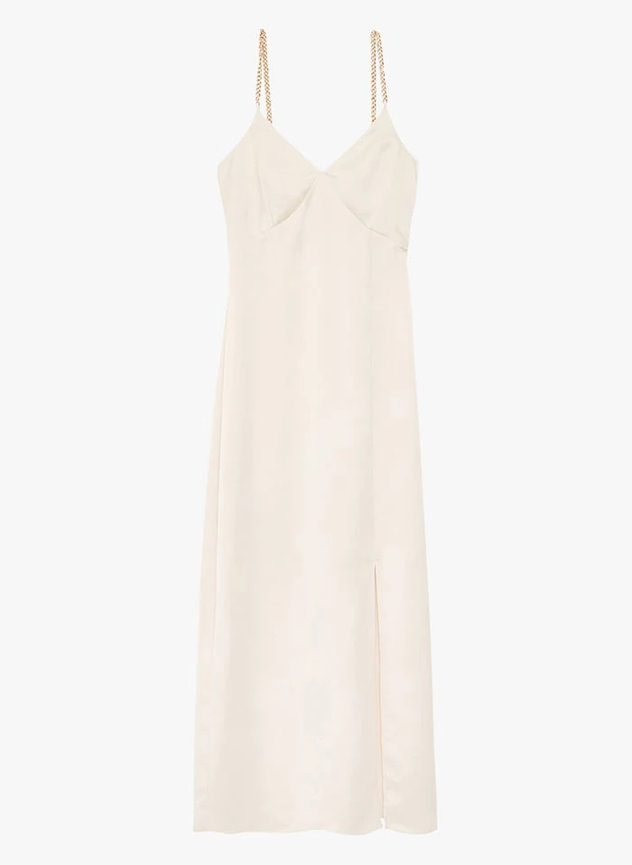 ZAPA RADO - Lange, Straight-fit Jurk Met V-hals | Beige - Afbeelding 2