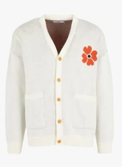 CAUDAN - Loose-fit Vest Van Biokatoen Met V-hals En Jacquardmotief | Beige