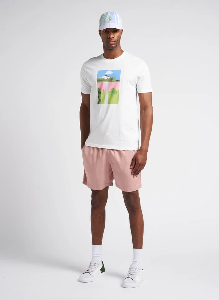 IWATE - Regular-fit T-shirt Van Biokatoen Met Ronde Hals En Print | Beige - Image 4