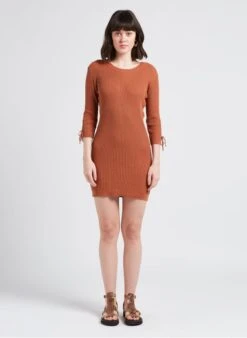 Sessun AMOS - Korte, Nauwsluitende, Fijngebreide Trui-jurk | Bruin