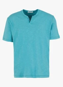 HAMON - Katoenen T-shirt Met Tuniekhals | Blauw