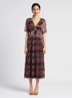 LE TEMPS DES CERISES AMIEL - Lange Jurk Met V-hals En Iriserend Motief | Veelkleurig