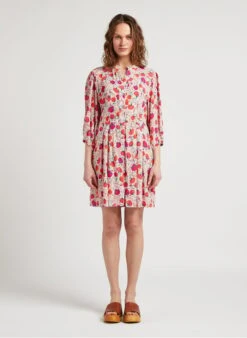 SEE U SOON Korte Jurk Met Tunesische Kraag En Bloemenprint | Rood