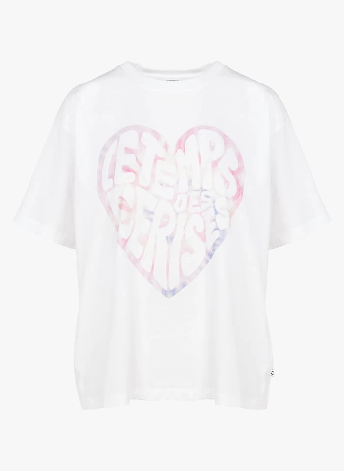 LE TEMPS DES CERISES MOONA - Ruimvallend, Katoenen T-shirt Met Ronde Hals En Zeefdruk | Wit - Image 3