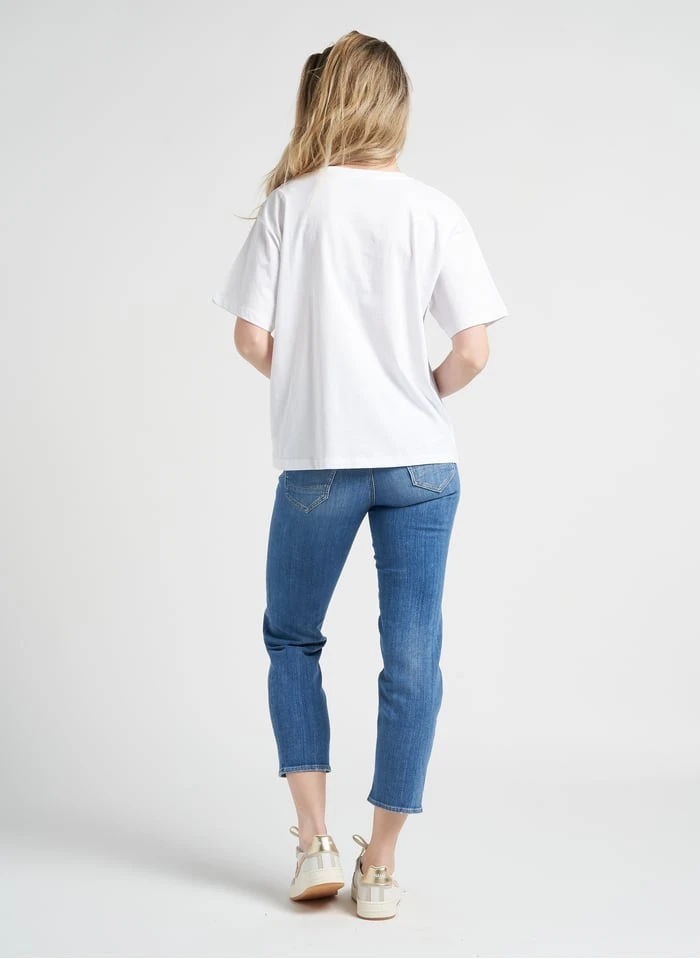 LE TEMPS DES CERISES MOONA - Ruimvallend, Katoenen T-shirt Met Ronde Hals En Zeefdruk | Wit - Image 5