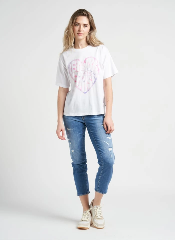 LE TEMPS DES CERISES MOONA - Ruimvallend, Katoenen T-shirt Met Ronde Hals En Zeefdruk | Wit - Image 4