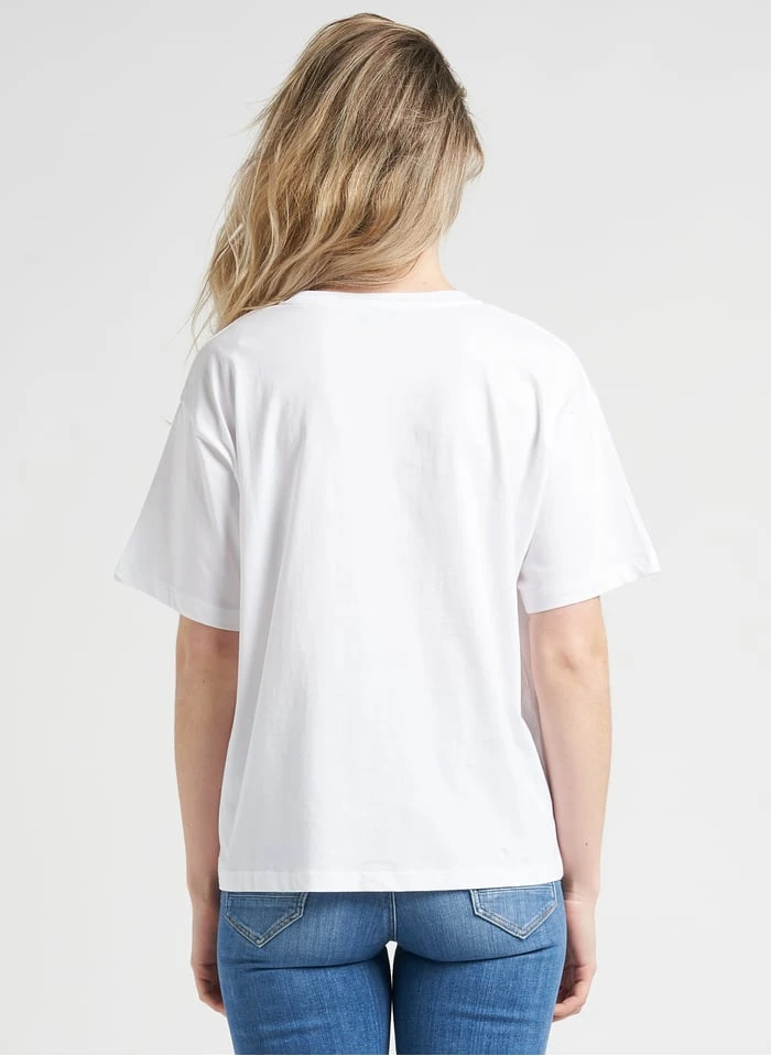 LE TEMPS DES CERISES MOONA - Ruimvallend, Katoenen T-shirt Met Ronde Hals En Zeefdruk | Wit - Image 2