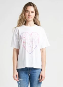 LE TEMPS DES CERISES MOONA - Ruimvallend, Katoenen T-shirt Met Ronde Hals En Zeefdruk | Wit