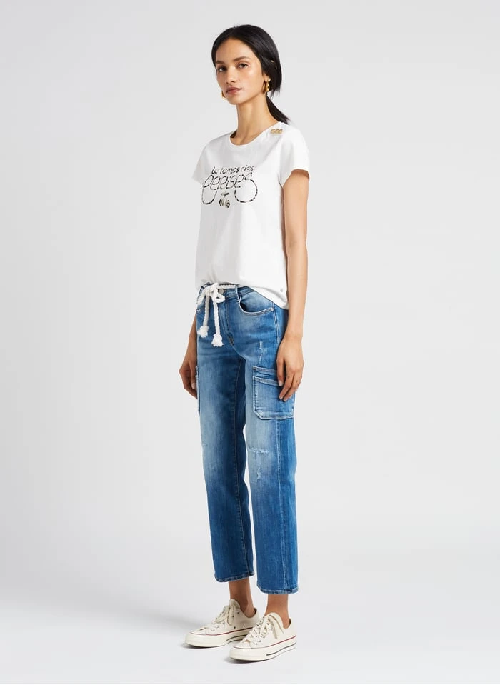 LE TEMPS DES CERISES SAVANA - Katoenen T-shirt Met Ronde Hals En Zeefdruk | Wit - Image 4