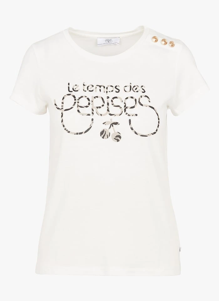 LE TEMPS DES CERISES SAVANA - Katoenen T-shirt Met Ronde Hals En Zeefdruk | Wit - Image 3