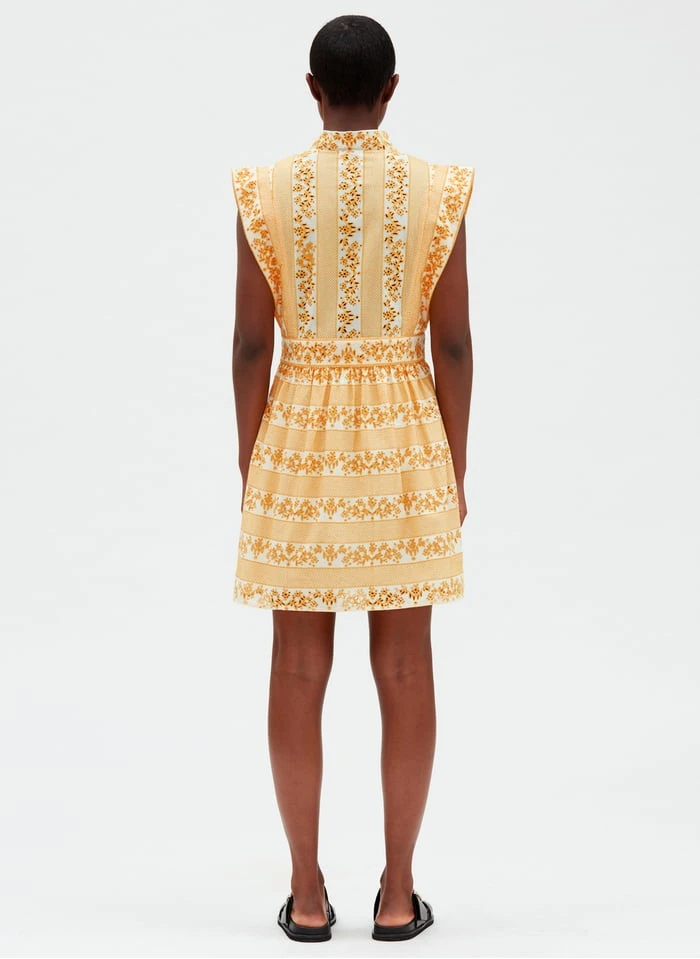 CLAUDIE PIERLOT Korte, Katoenen Jurk Met Opstaande Kraag | Veelkleurig - Afbeelding 3