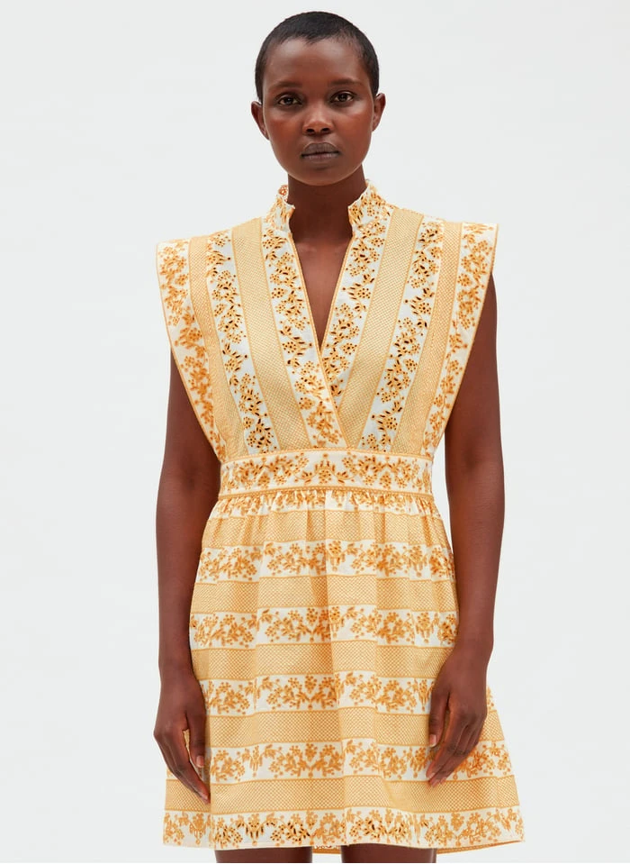 CLAUDIE PIERLOT Korte, Katoenen Jurk Met Opstaande Kraag | Veelkleurig - Afbeelding 2