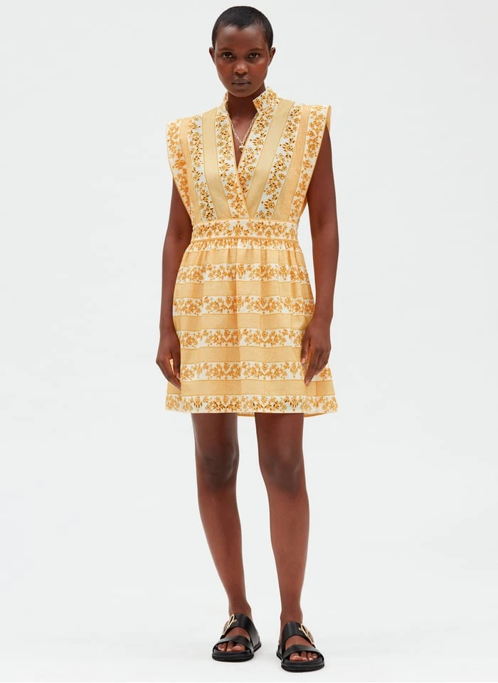 CLAUDIE PIERLOT Korte, Katoenen Jurk Met Opstaande Kraag | Veelkleurig